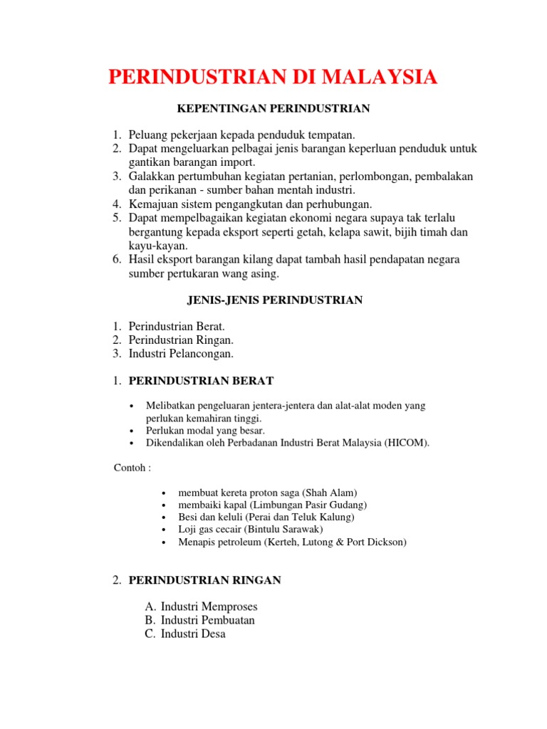 Perindustrian Di Malaysia