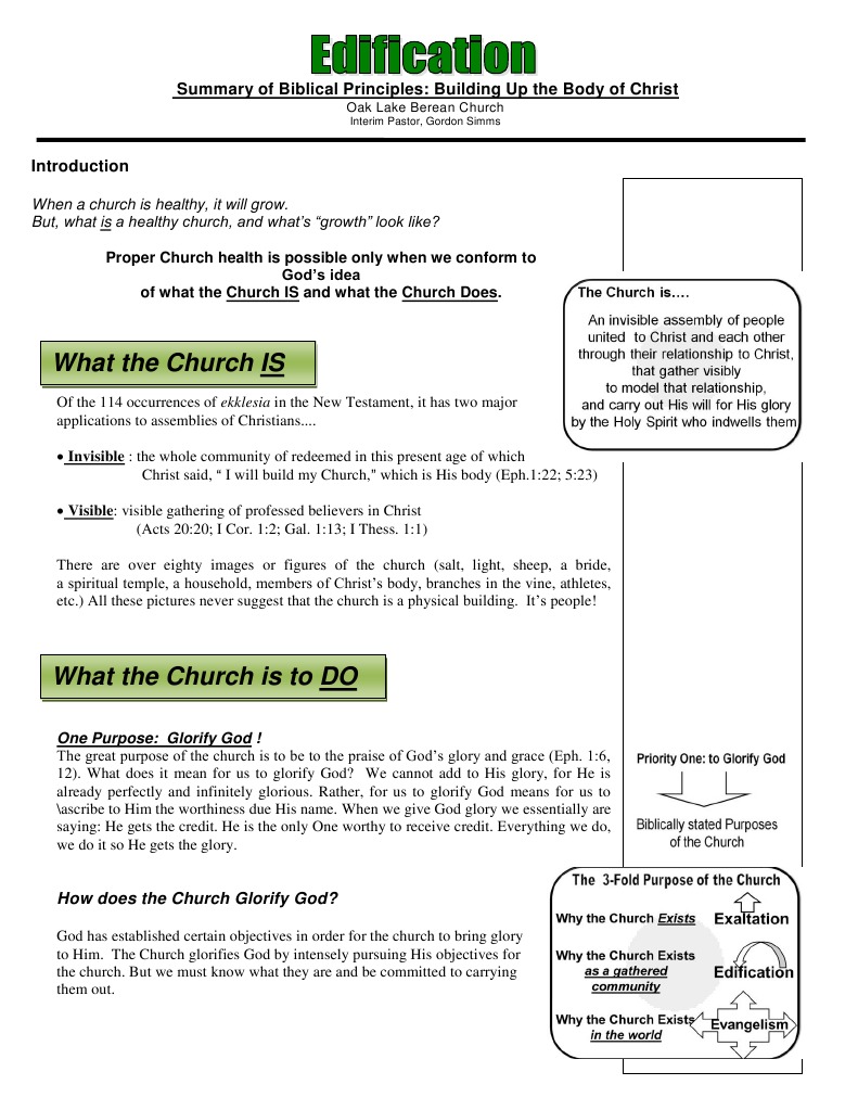 Biblical Principles of Edification | PDF | Disciple (Christianity ...