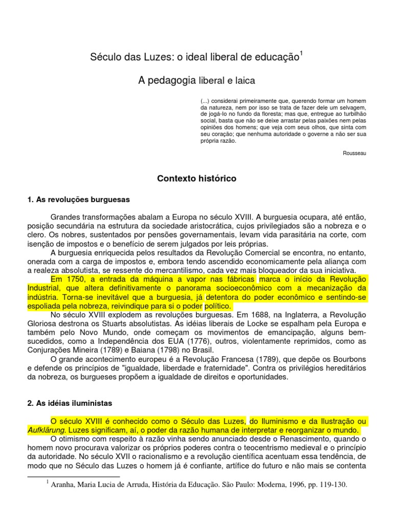 A Pedagogia Liberal e Laica ARANHA Maria Lucia de Arruda. | Download ...