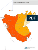 Mapa de La Temperatura Media Anual de La Provincia de Cadiz