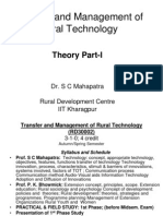Transfer and Management of Rural Technology: Theory Part-I