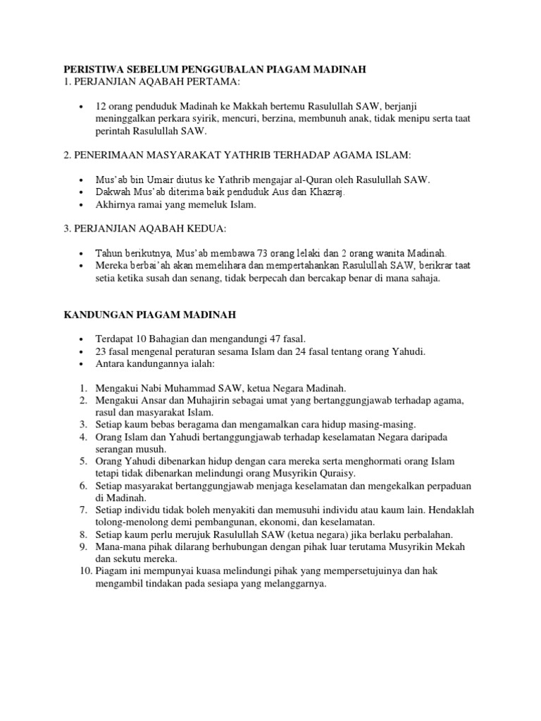 Peristiwa Sebelum Penggubalan Piagam Madinah Pdf