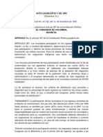 ACTO LEGISLATIVO No. 01 de 1995. Sistema General de Participación.