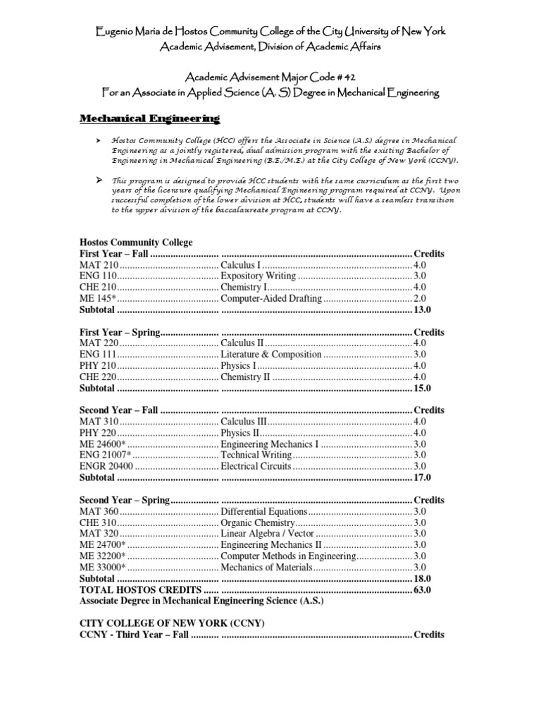 CCNY Mechanical Engineering Curriculum 2025 | PDF | Computers ...