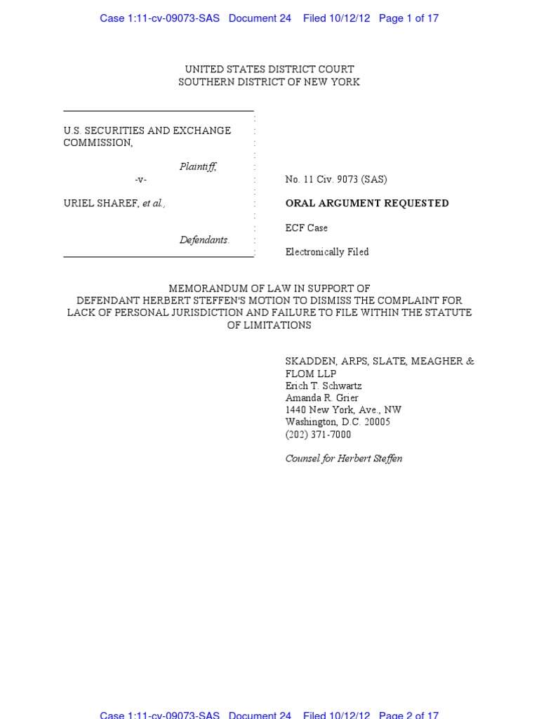 U.S. v. Herbert Steffen (Steffen Motion To Dismiss) PDF Personal