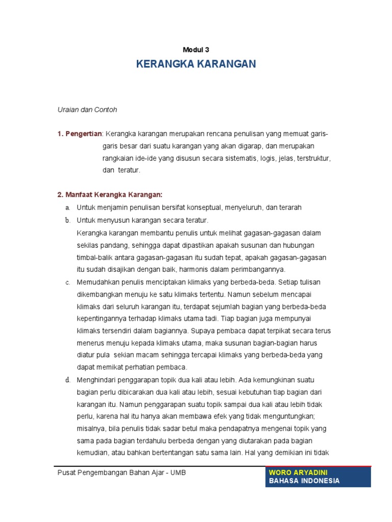 Panduan Penyusunan Kerangka Karangan | PDF