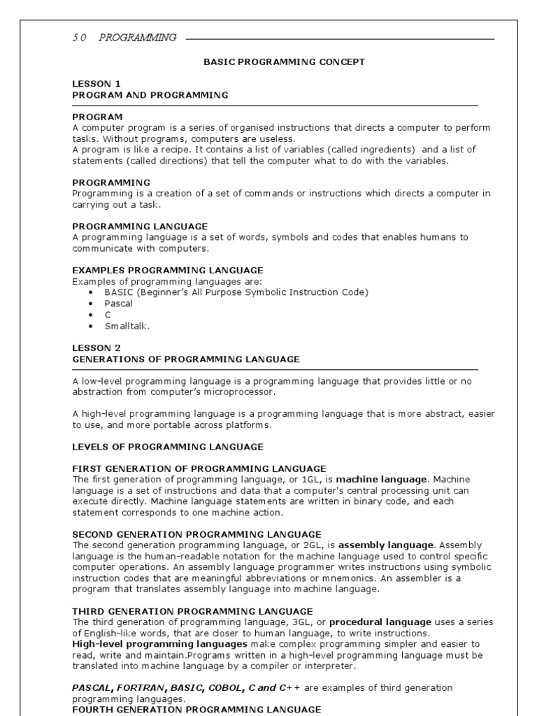 Nota Ringkas Ict f5 Programming | PDF | Programming Language | Computer ...
