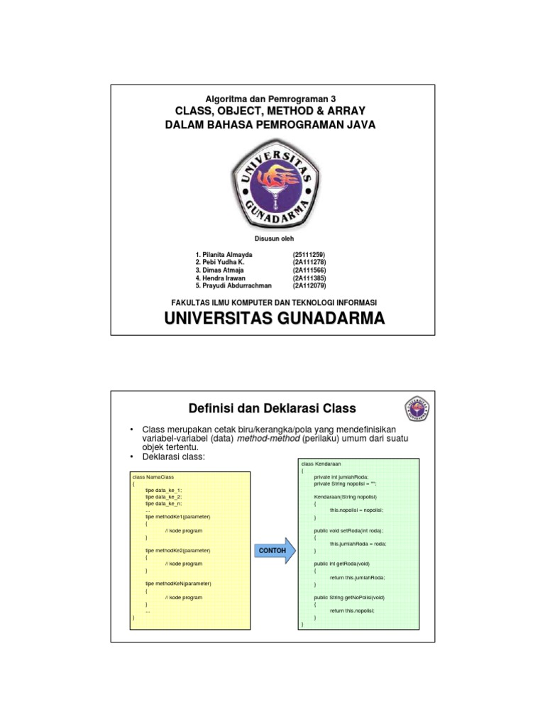 Class, Object, Method dan Array dalam Bahasa Pemrograman Java