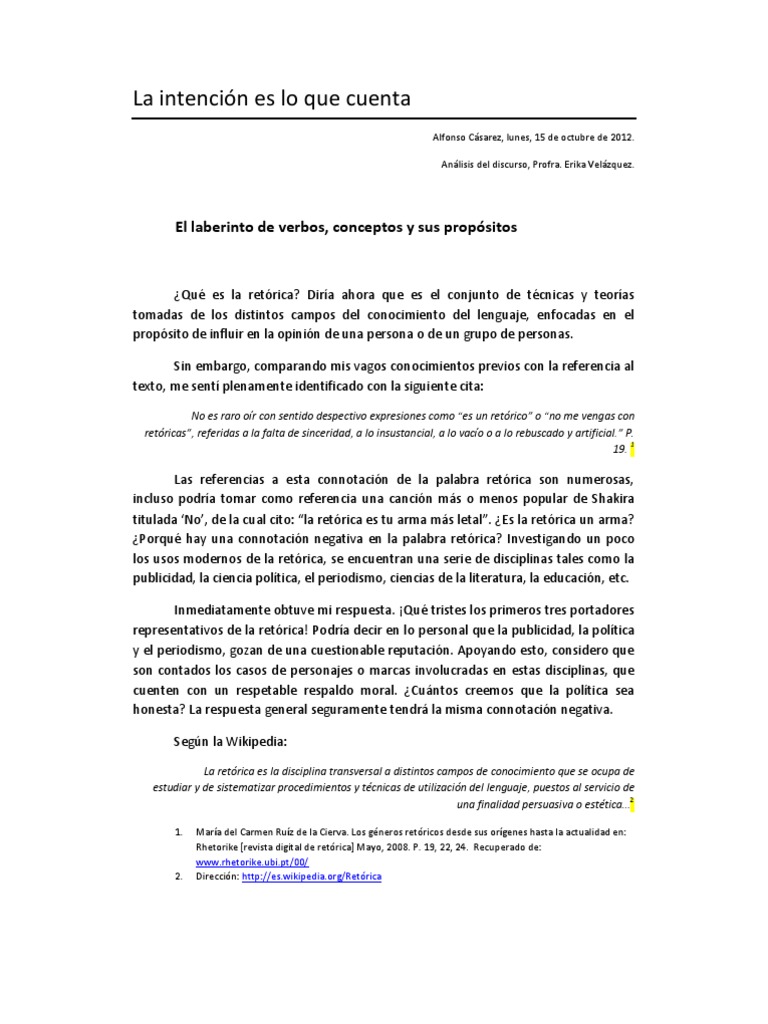 La Intención Es Lo Que Cuenta | PDF | Retórica | Ensayos