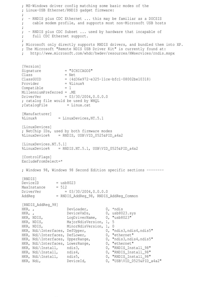 Drivers Linux USB Ethernet/RNDIS Gadget