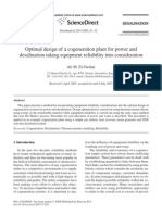 Optimal design of a cogeneration plant for power and desalination taking equipment reliability into consideration