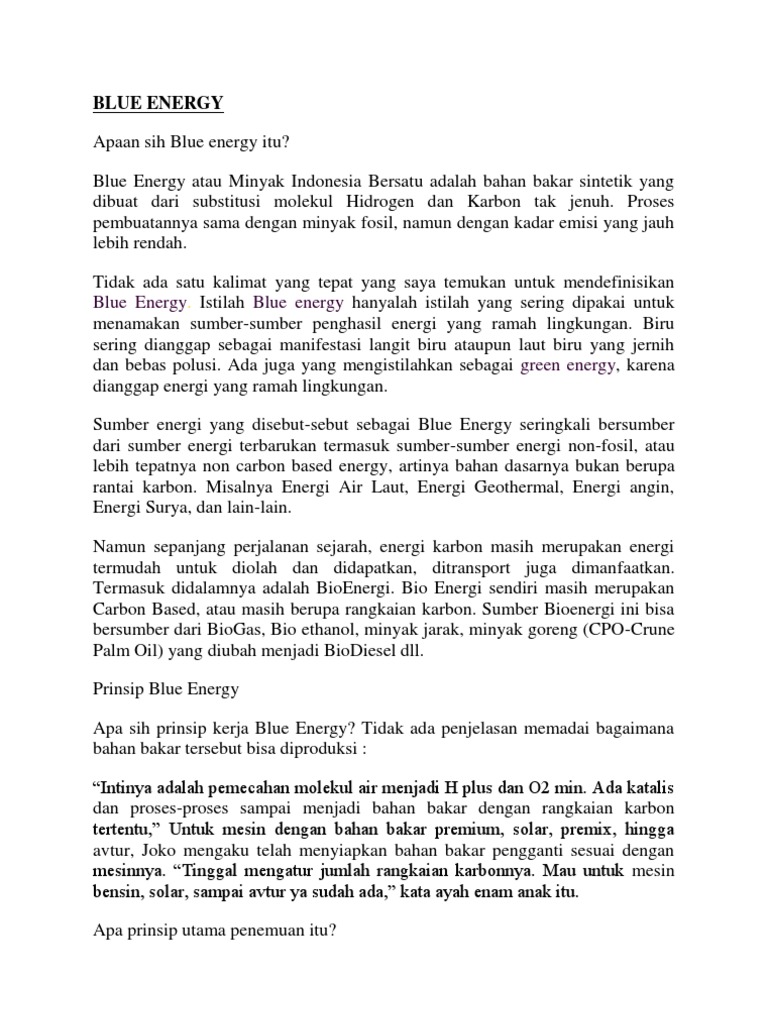 Blue Energy | PDF | Teknologi & Rekayasa