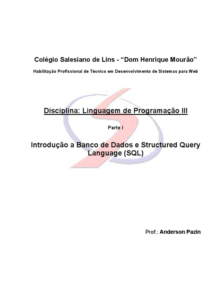 Apostila SQL | PDF | Modelo relacional | SQL