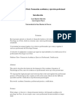 La Psicologia en El Peru Formacion Academica y Ejercicio Profesional