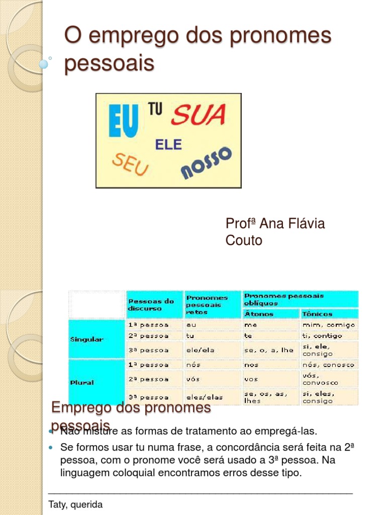 O Emprego Dos Pronomes Pessoais | PDF | Pronome | Linguística