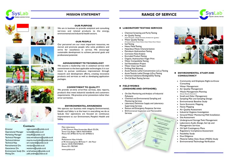 SysLab (Integrated Laboratory Services) | PDF | Air Pollution | Waste