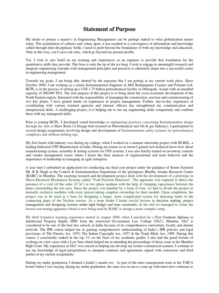 Statement of purpose example college image