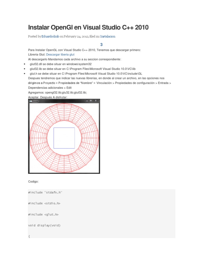 Instalar OpenGl en Visual Studio C | PDF
