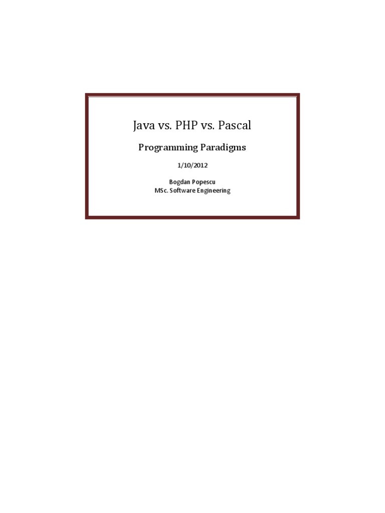 Java vs. PHP vs. Pascal: Programming Paradigms | Download Free PDF ...