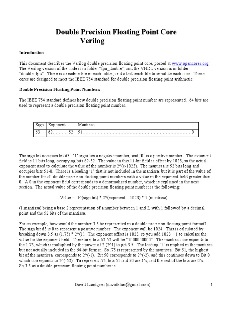 Double Precision Floating Point Arithmetic | PDF | Division ...
