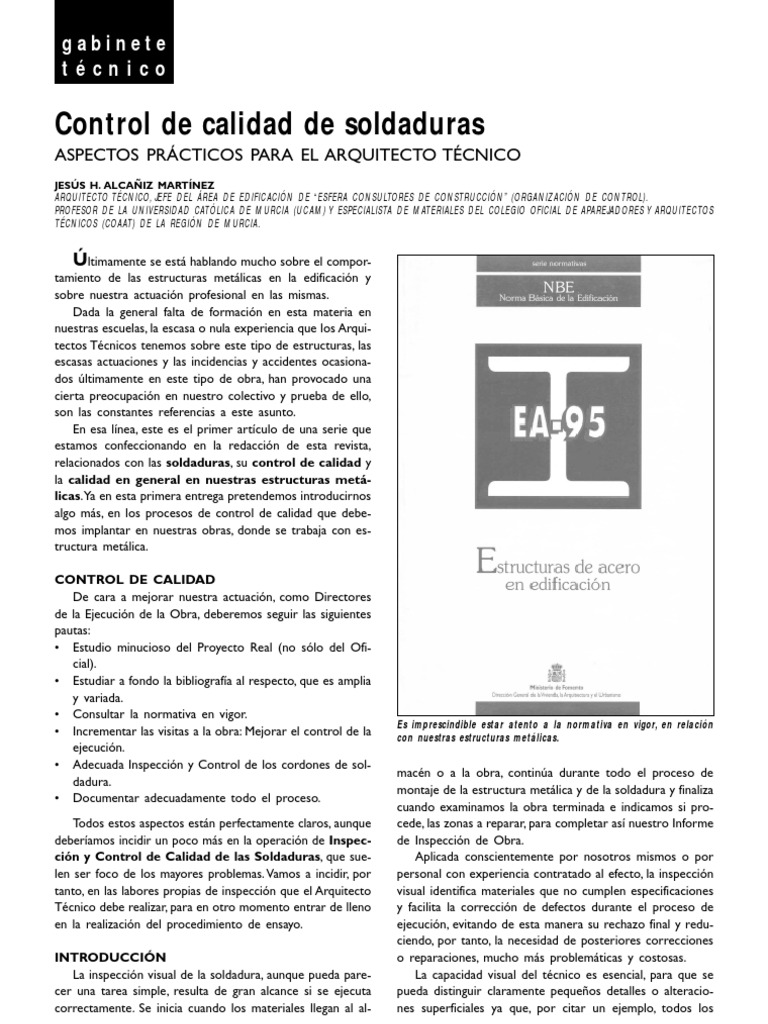 Control de Calidad de Soldaduras Soldadura Arquitecto