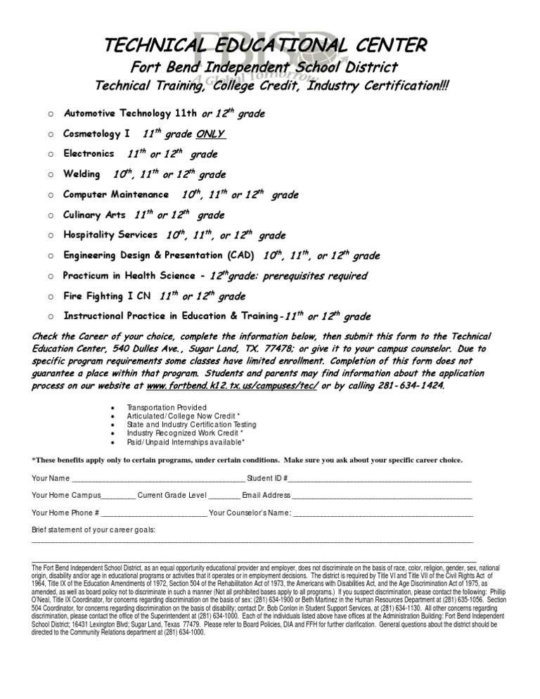 TEC Application 2013-2014 | PDF | Rehabilitation Act Of 1973 | Title Ix