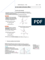 2nde Sens de Variation Et Fonctions Affines