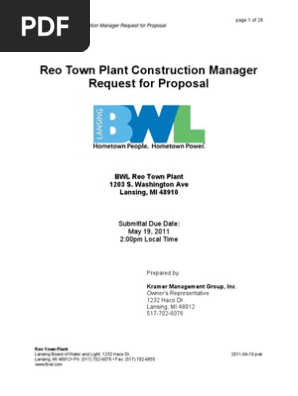 Lansing BWL: REO Town construction RFP