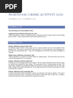 North Sac Crime Activity Log (Oct 16, 2012 - Oct 22, 2012)