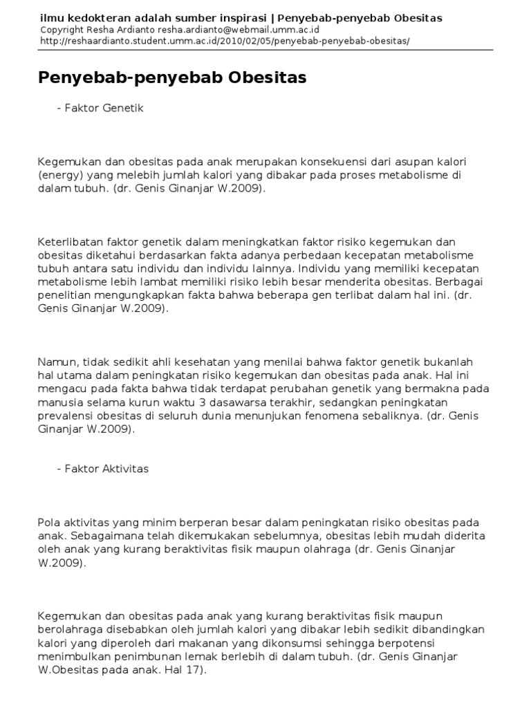 Faktor Penyebab Obesitas 2