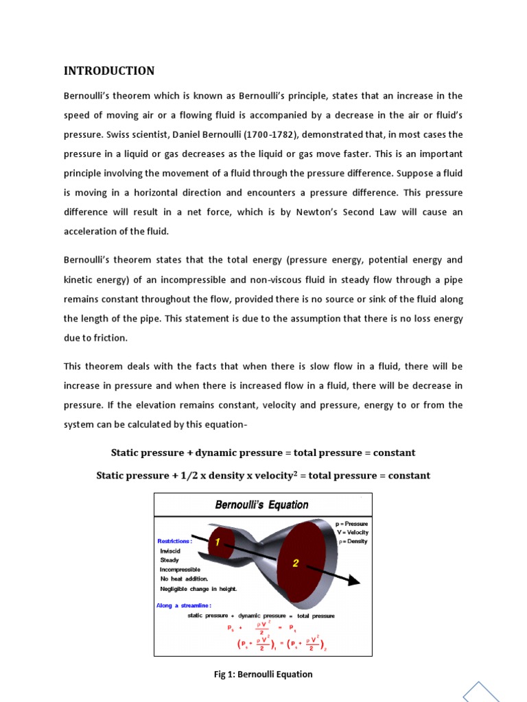 Demonstration of Bernoulli's Equation | PDF | Fluid Dynamics | Pressure