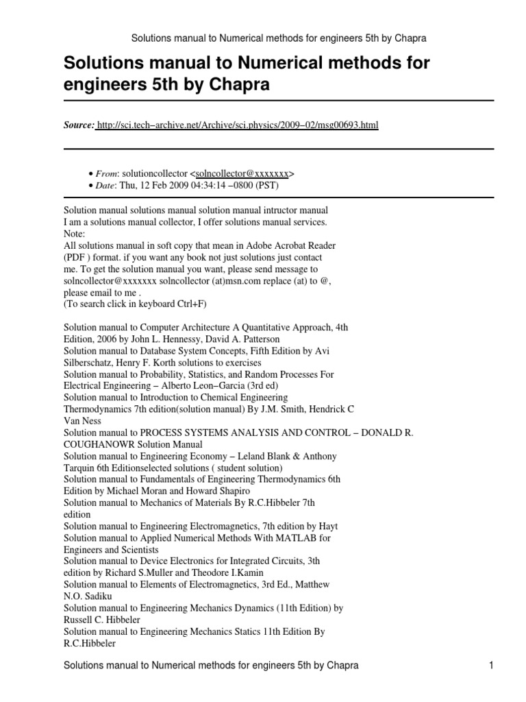 Msg 00693 | Engineering | Numerical Analysis. Solution numerical methods ...