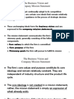 2) The Business Vision and The Co. Mission Statement