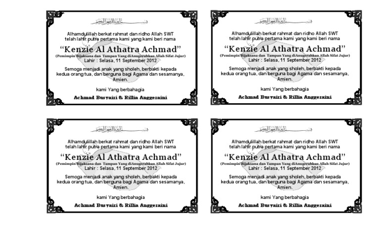 Contoh Ucapan Berkat Syukuran Aqiqah