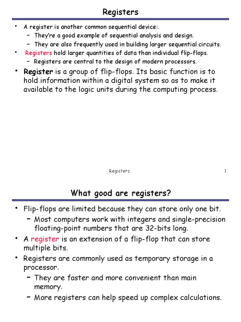 Registers: Functions and Types Explained | PDF | Electronic Engineering ...