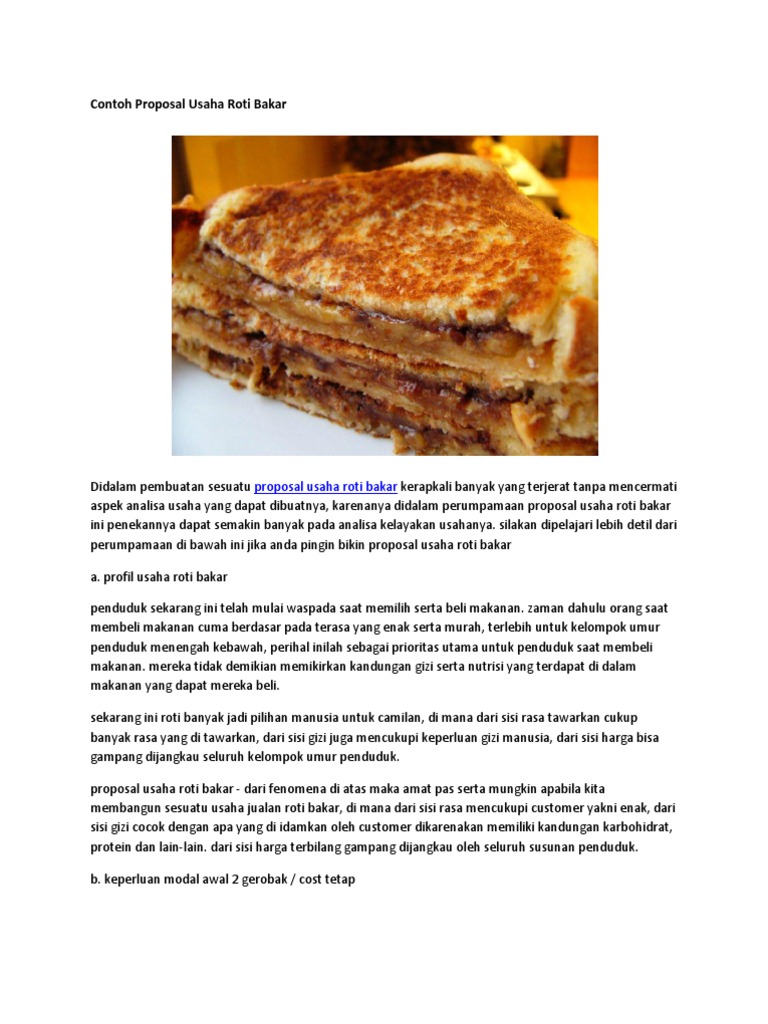 Contoh Proposal Usaha Roti Bakar