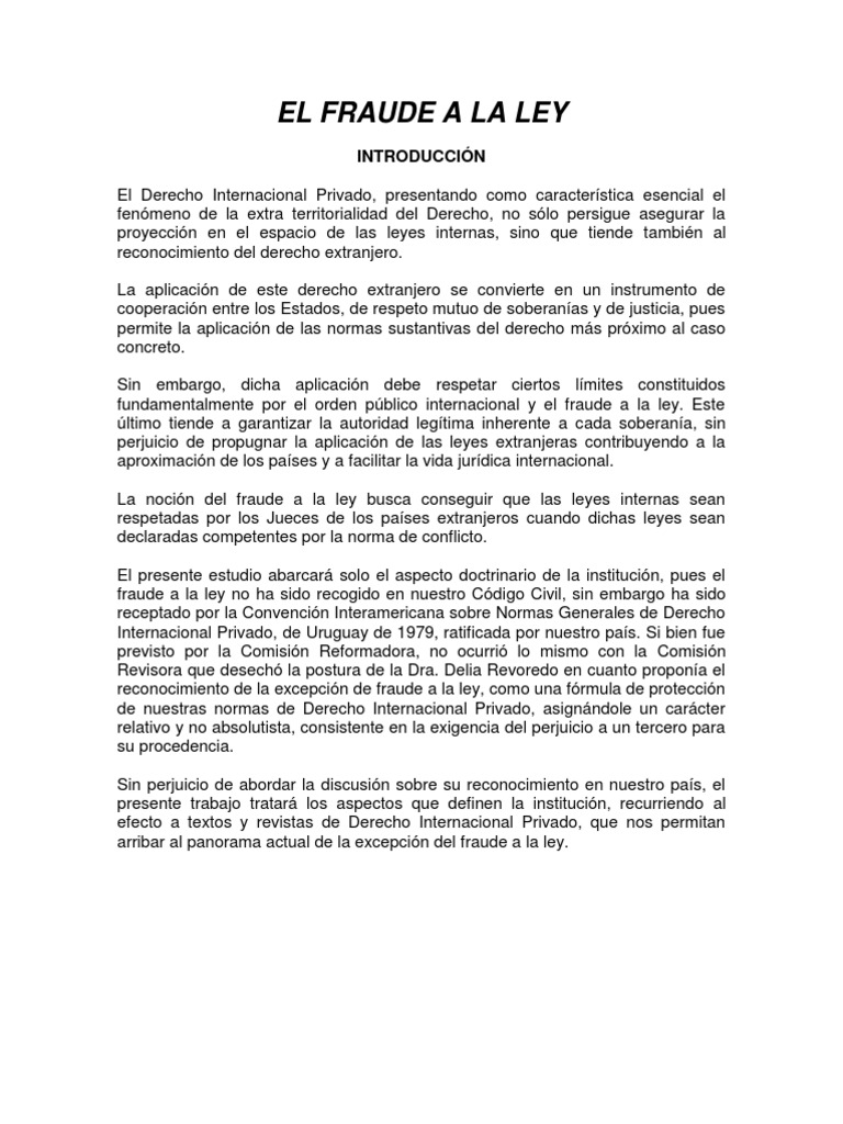 Fraude a la Ley en Derecho Internacional | PDF | Ley internacional ...