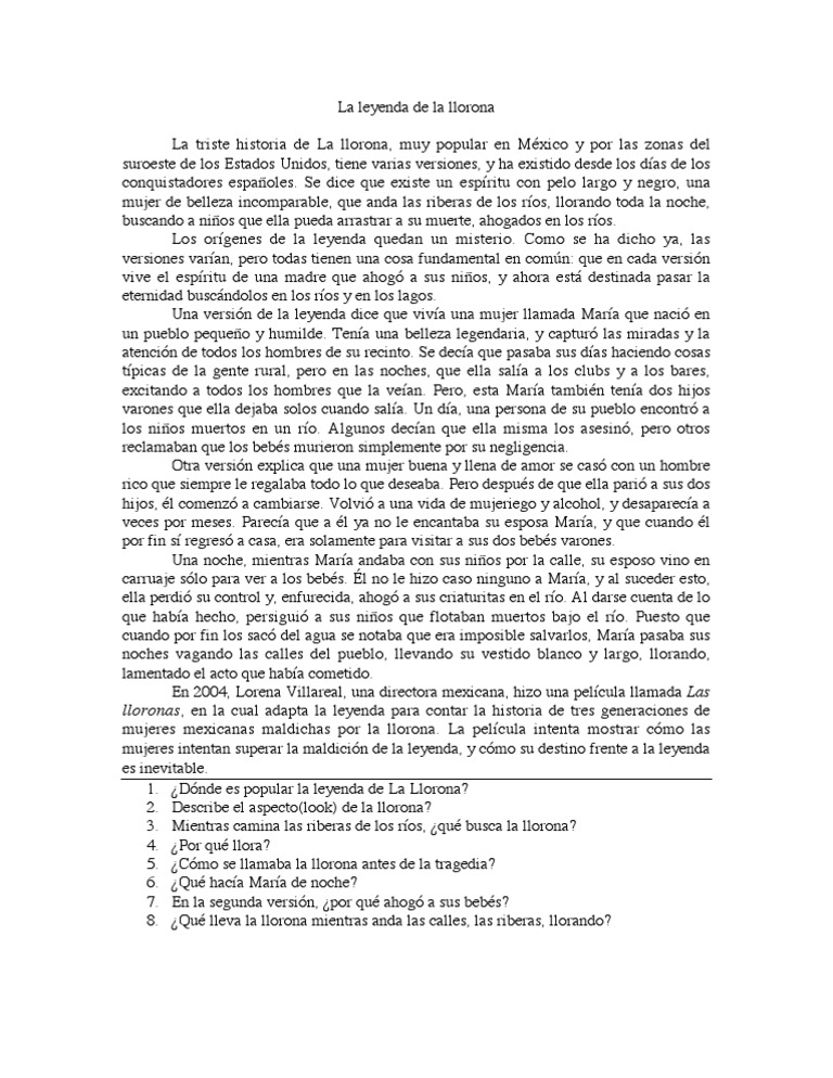 La Leyenda de La Llorona PDF Ocio