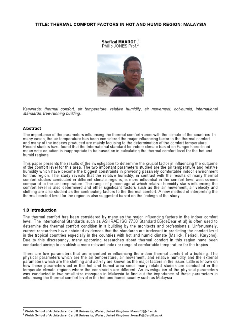 Thermal comfort chart picture