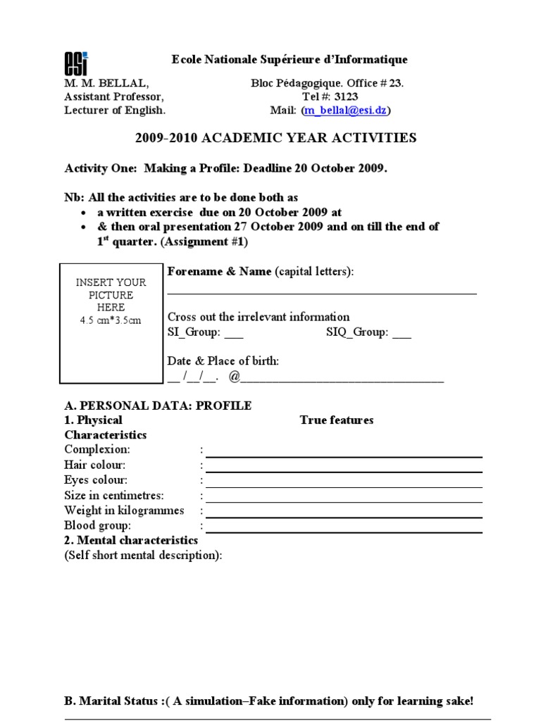 English Course Profile Assignment 2009 | PDF | Sports & Recreation