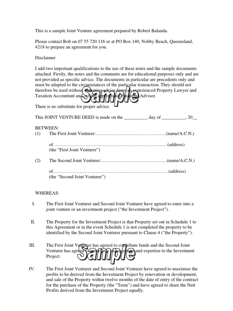 sample-jv-agreement-joint-venture-indemnity-free-30-day-trial