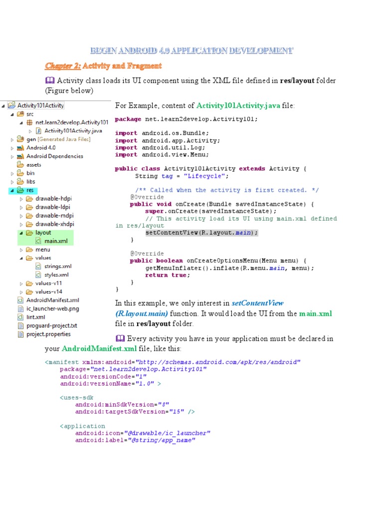 Android Activity Lifecycle and UI Setup | PDF | Button (Computing ...