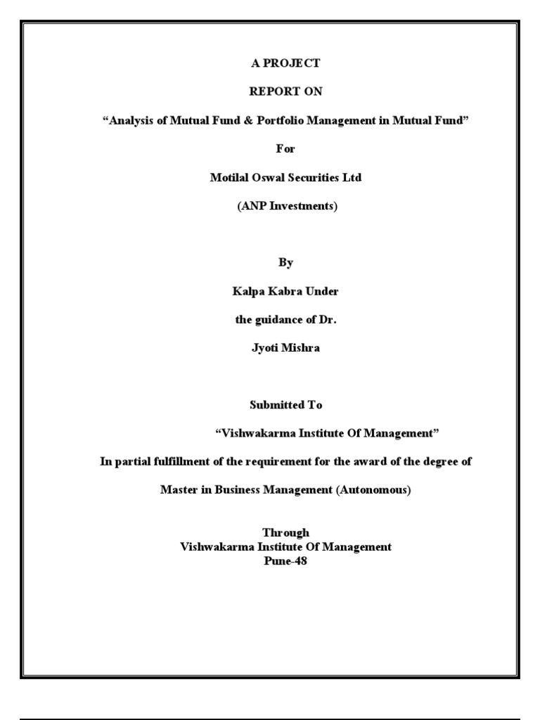 Mutual Fund Analysis & Portfolio Management | PDF | Mutual Funds ...