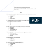 Model Test Paper For PHD Entrance in Economics
