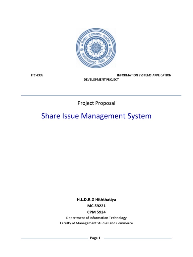 Share Issue Management System: Project Proposal | PDF