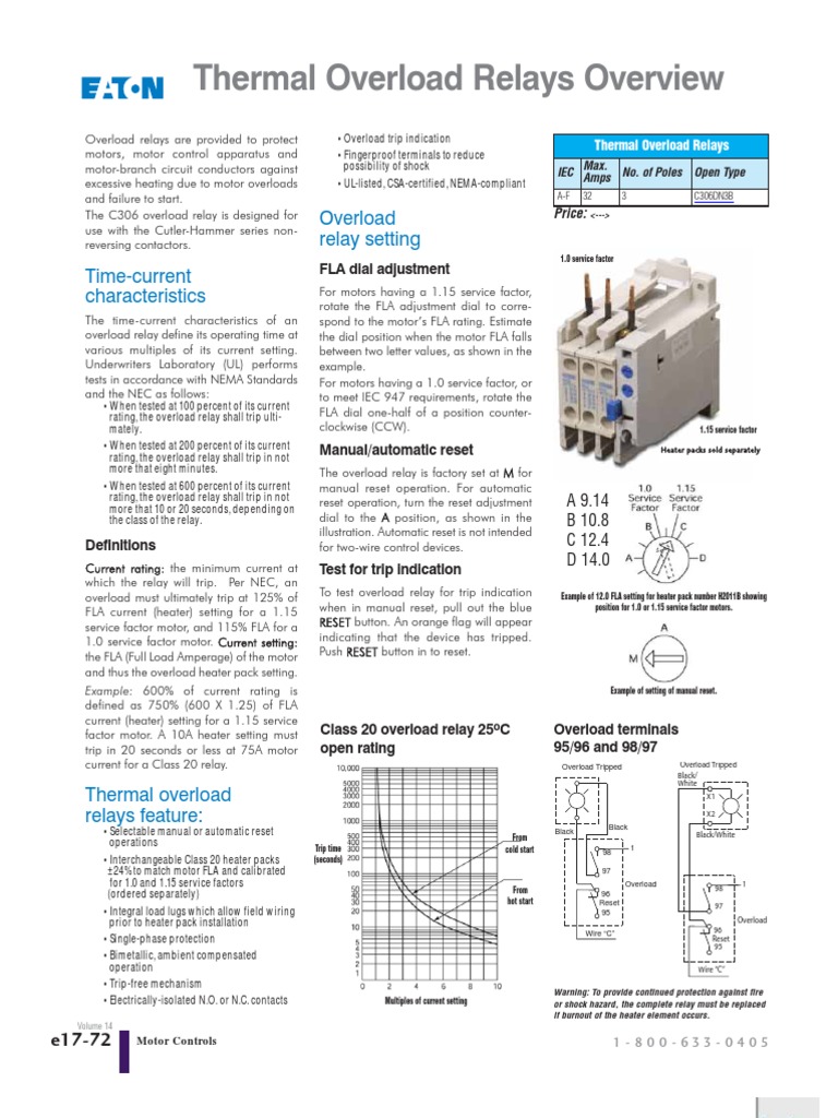 Overload Relay Setting Calculation