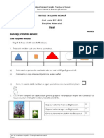 Evaluare Initiala Matematica Cls I Test