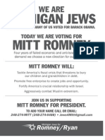 Detroit Jewish News Ad For Romney