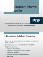 Síntesis del informe de la línea Educación presentado en Badia del Vallès