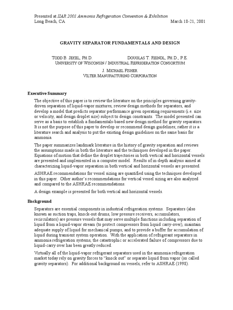 Gravity Separator Design Principles | PDF | Science & Mathematics